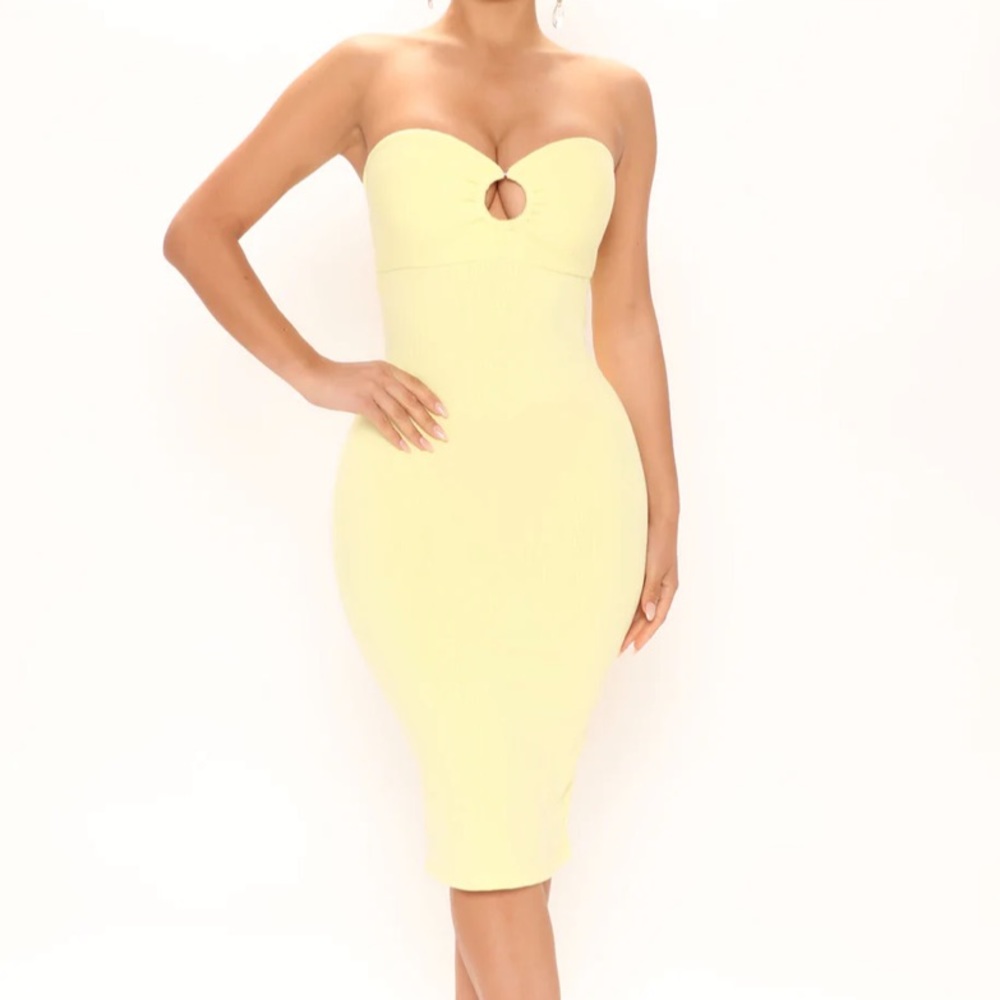 Fashion Nova Off to Brunch Midi Dress in Yellow